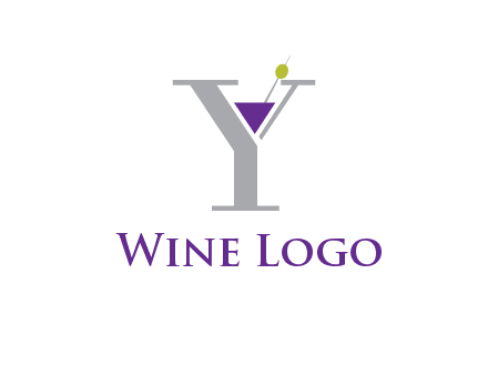 wine with olive inside letter Y logo