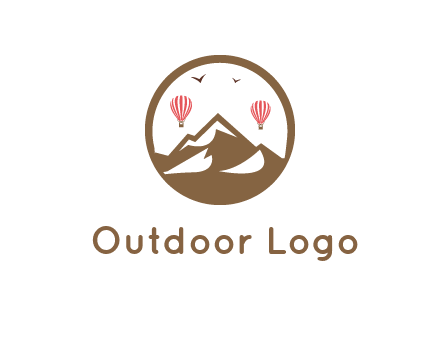 travel logo with hot air balloons over mountains