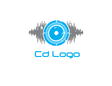 sound waves behind speaker logo