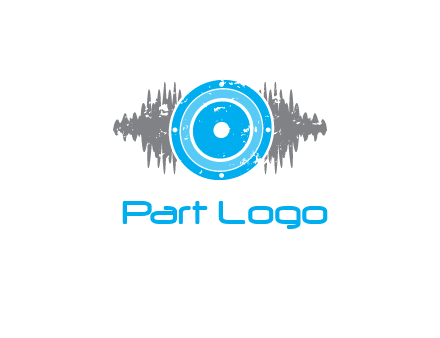 sound waves behind speaker logo