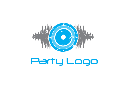 sound waves behind speaker logo