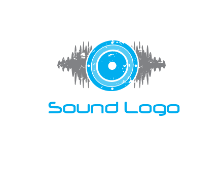 sound waves behind speaker logo