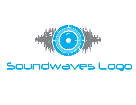 sound waves behind speaker logo