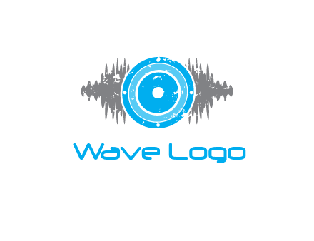 sound waves behind speaker logo