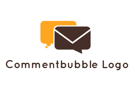 logo with a mail icon overlapping a chat or speech bubble