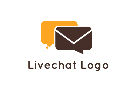 logo with a mail icon overlapping a chat or speech bubble