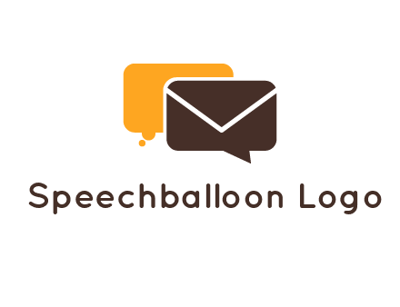 logo with a mail icon overlapping a chat or speech bubble