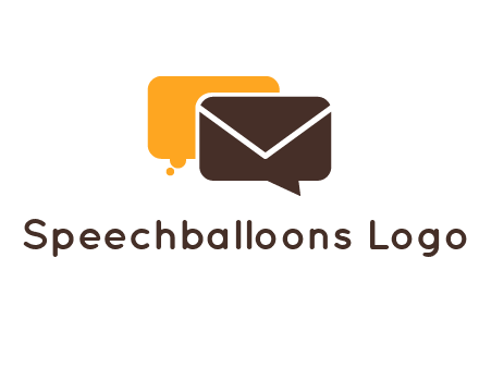 logo with a mail icon overlapping a chat or speech bubble