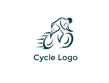 logo with an outline of a biker riding a bicycle