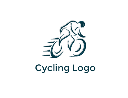 logo with an outline of a biker riding a bicycle