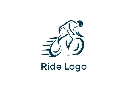 logo with an outline of a biker riding a bicycle