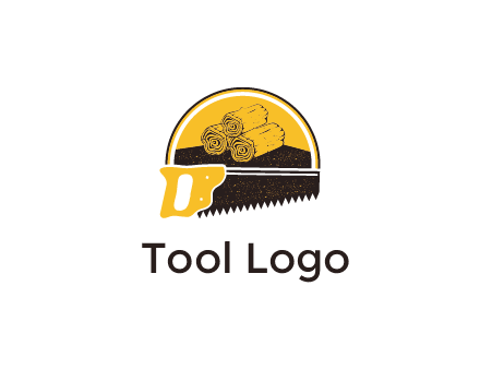 wood logs and saw logo