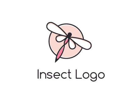 dragonfly slanting over a circle logo