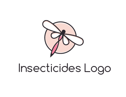 dragonfly slanting over a circle logo