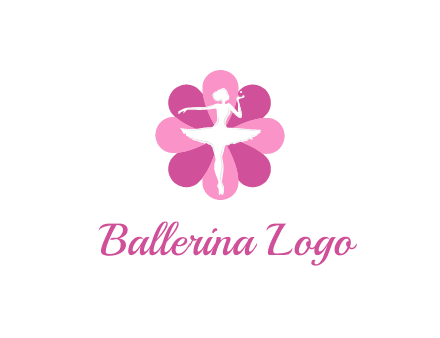 ballerina in a feminine flower shaped logo