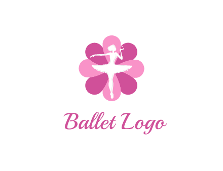 ballerina in a feminine flower shaped logo