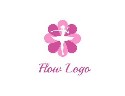 ballerina in a feminine flower shaped logo