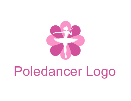 ballerina in a feminine flower shaped logo
