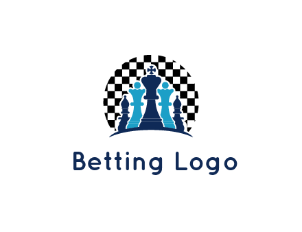 chess pieces  with a chessboard background logo