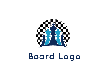 chess pieces  with a chessboard background logo