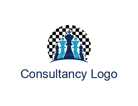 chess pieces  with a chessboard background logo