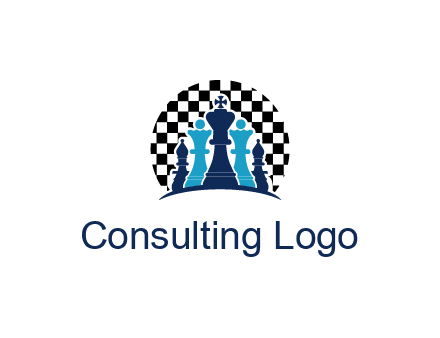 chess pieces  with a chessboard background logo