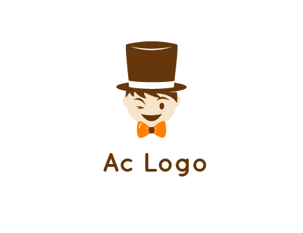 winking character with bow tie and top hat