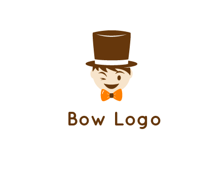 winking character with bow tie and top hat