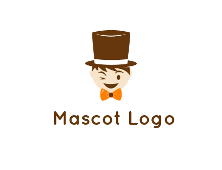 winking character with bow tie and top hat
