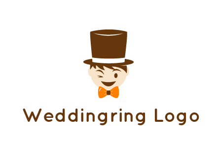 winking character with bow tie and top hat