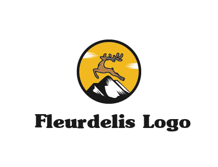 reindeer jumping over mountains logo