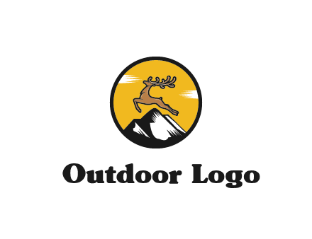 reindeer jumping over mountains logo