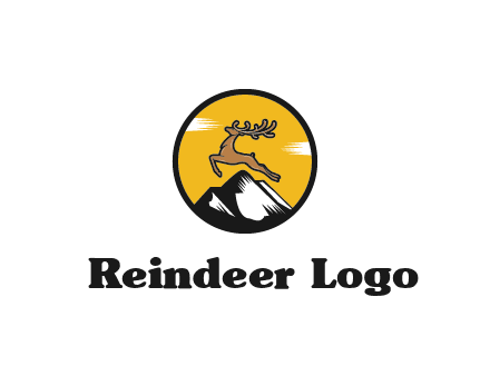 reindeer jumping over mountains logo