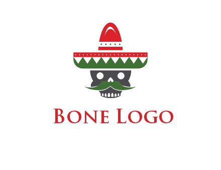 skull with mustache and Mexican hat icon