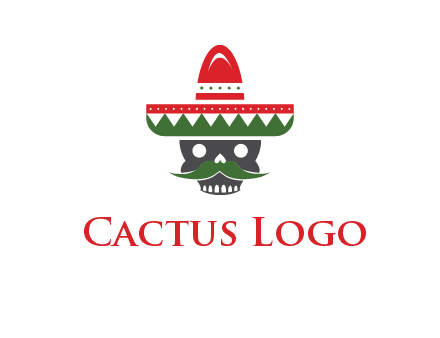 skull with mustache and Mexican hat icon