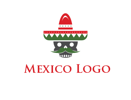 skull with mustache and Mexican hat icon