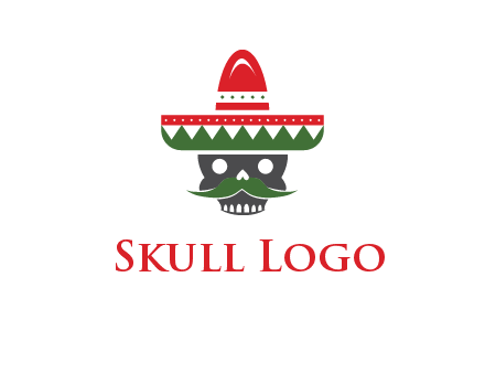 skull with mustache and Mexican hat icon