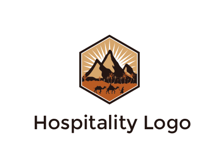 hexagon shaped desert logo