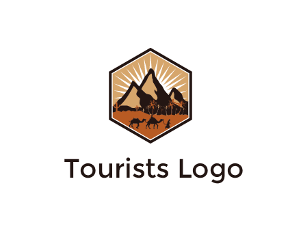 hexagon shaped desert logo