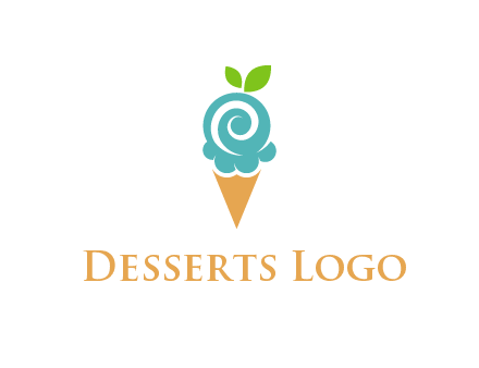 Ice cream with leaves icon