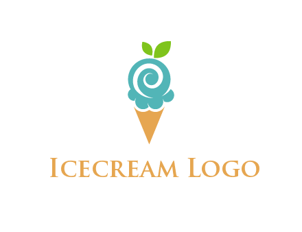 Ice cream with leaves icon