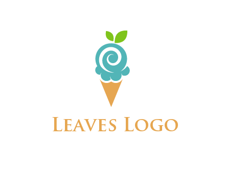 Ice cream with leaves icon