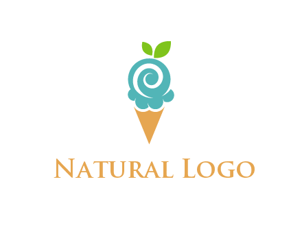 Ice cream with leaves icon