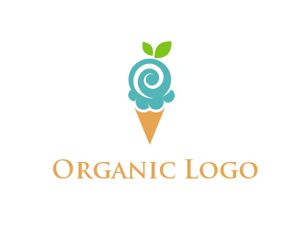 Ice cream with leaves icon