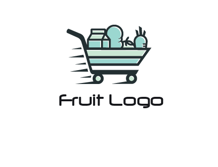 grocery shopping cart illustration