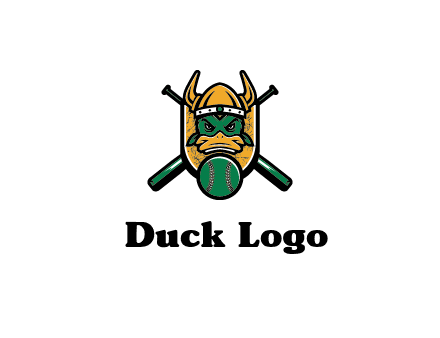 Viking duck with baseball and bats