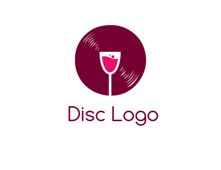 wine glass inside the disk logo