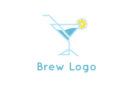 glass of juice with lemon beverage logo