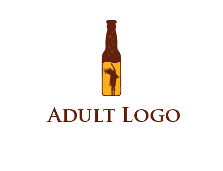 girl dancing inside wine bottle logo