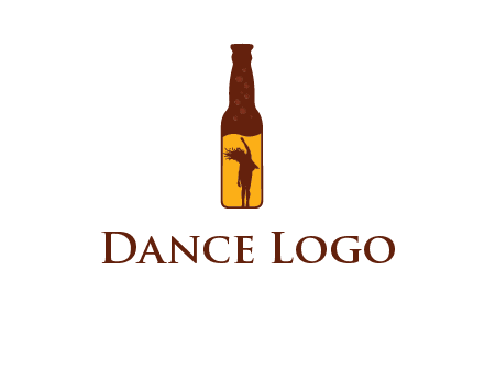 girl dancing inside wine bottle logo